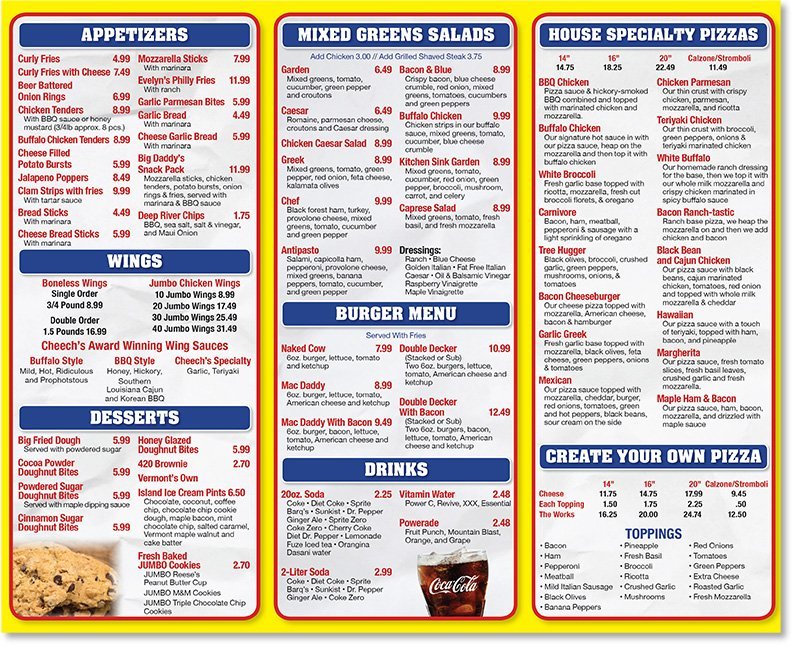 Small Restaurant Menu Sample