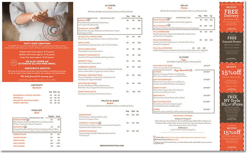 Standard Restaurant Menu Sample