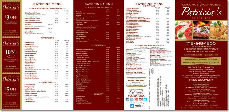 XL Restaurant Menu Sample