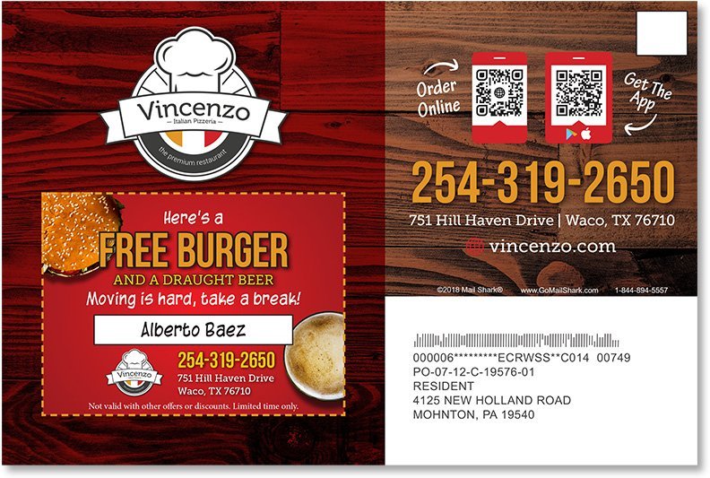 Restaurant New Mover Postcard Mailer