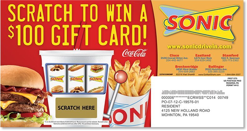 Oversized Restaurant Scratch-Off Postcard Sample