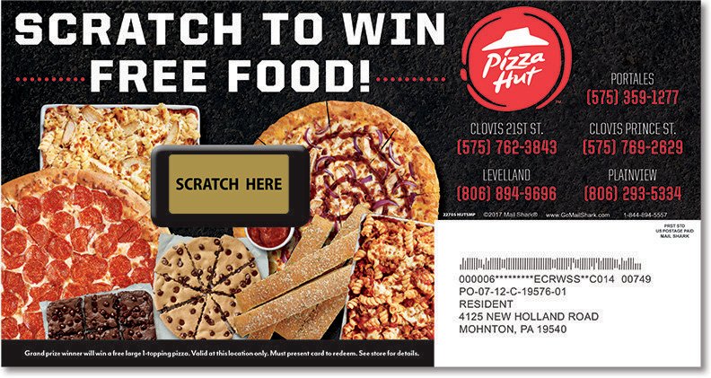 Oversized Restaurant Scratch-Off Postcard Sample