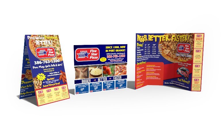 Direct Mail Products Created for Five Star Pizza