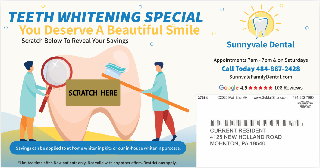 dental scratch-off postcard
