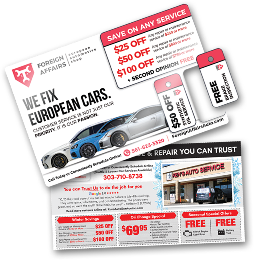 Plastic Postcards for Auto Shops