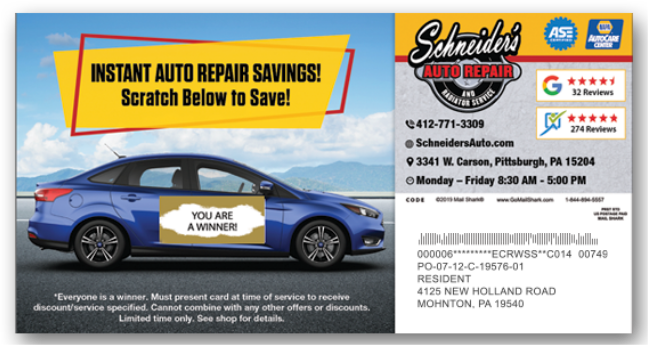 Automotive Scratch-off Postcard Mailer