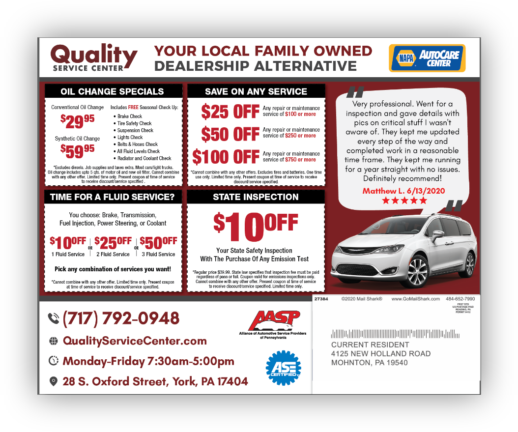 Automotive Jumbo Postcard Mailer - Back