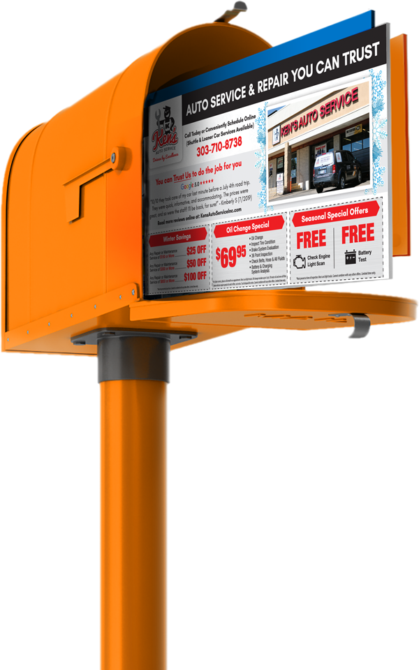 Mailbox filled with automotive mailers
