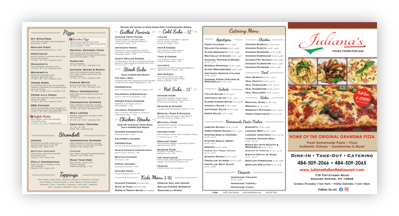 Pizza Menu Mailer - front