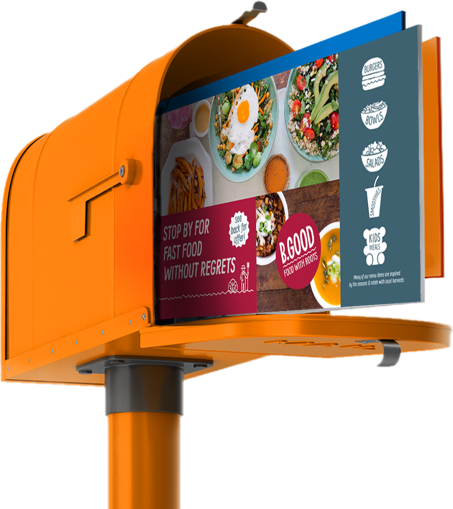 Restaurant mailers in mailbox