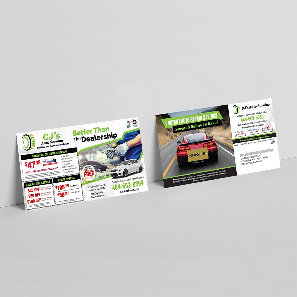 Specialty Automotive Scratch-Off Postcard Mailers