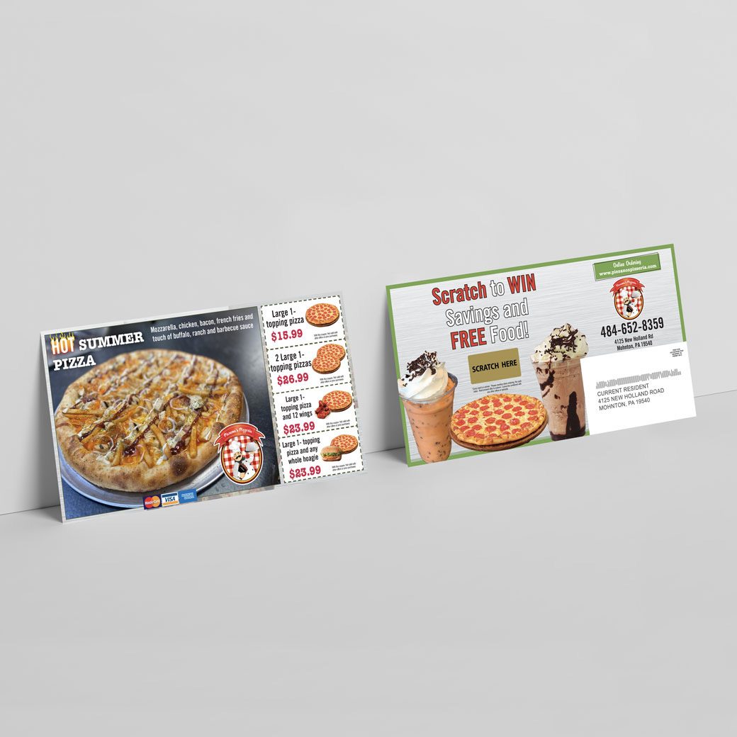 Pizza Scratch-off postcard