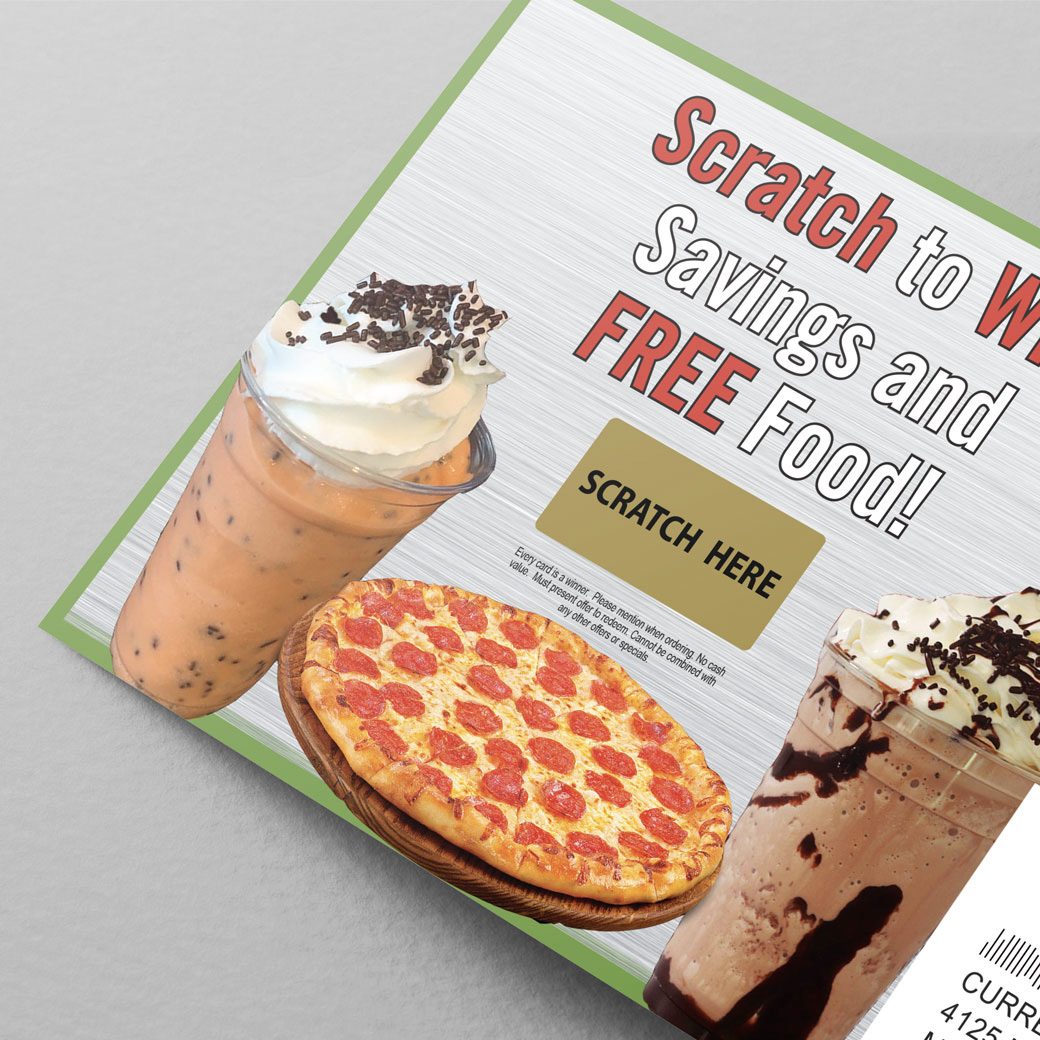 Pizzeria Scratch-off postcard