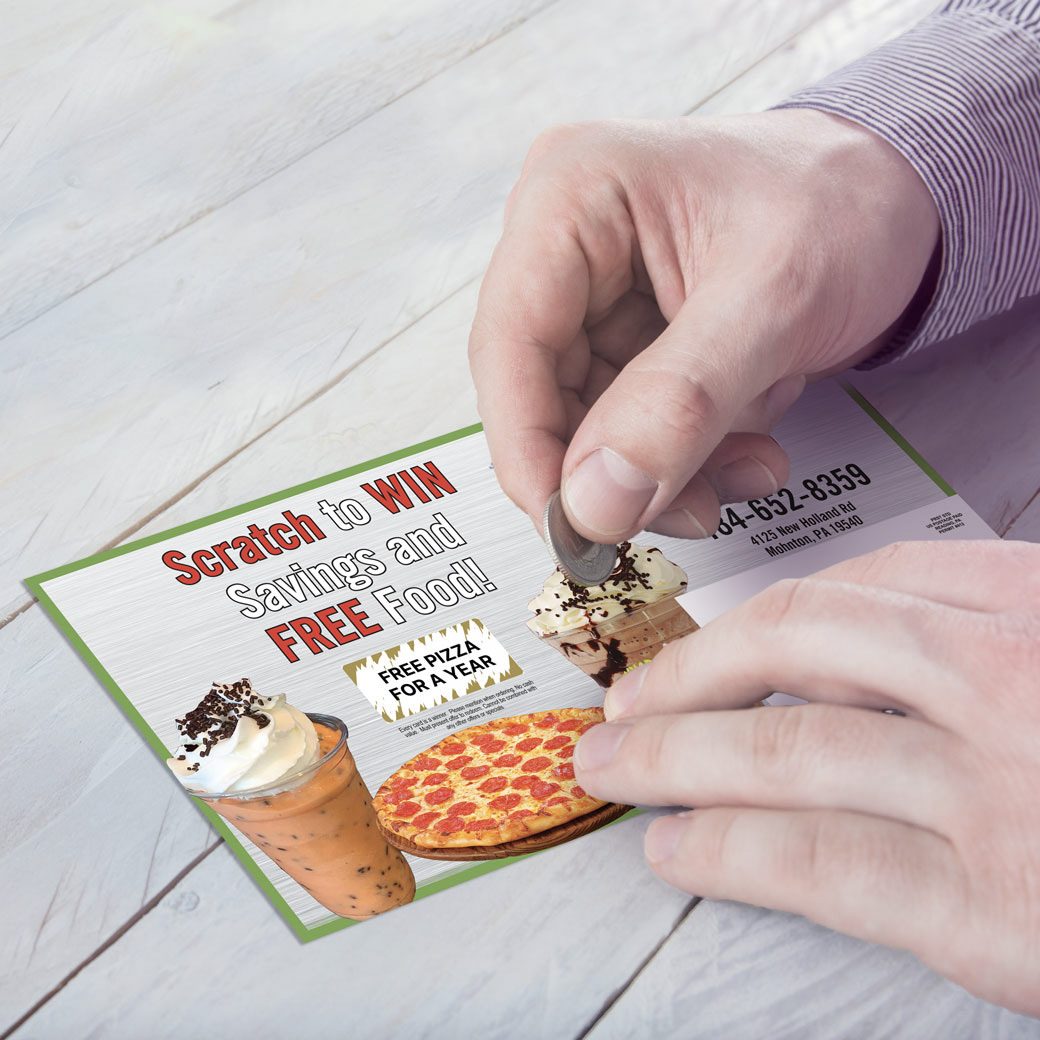 Pizza Scratch-off postcard