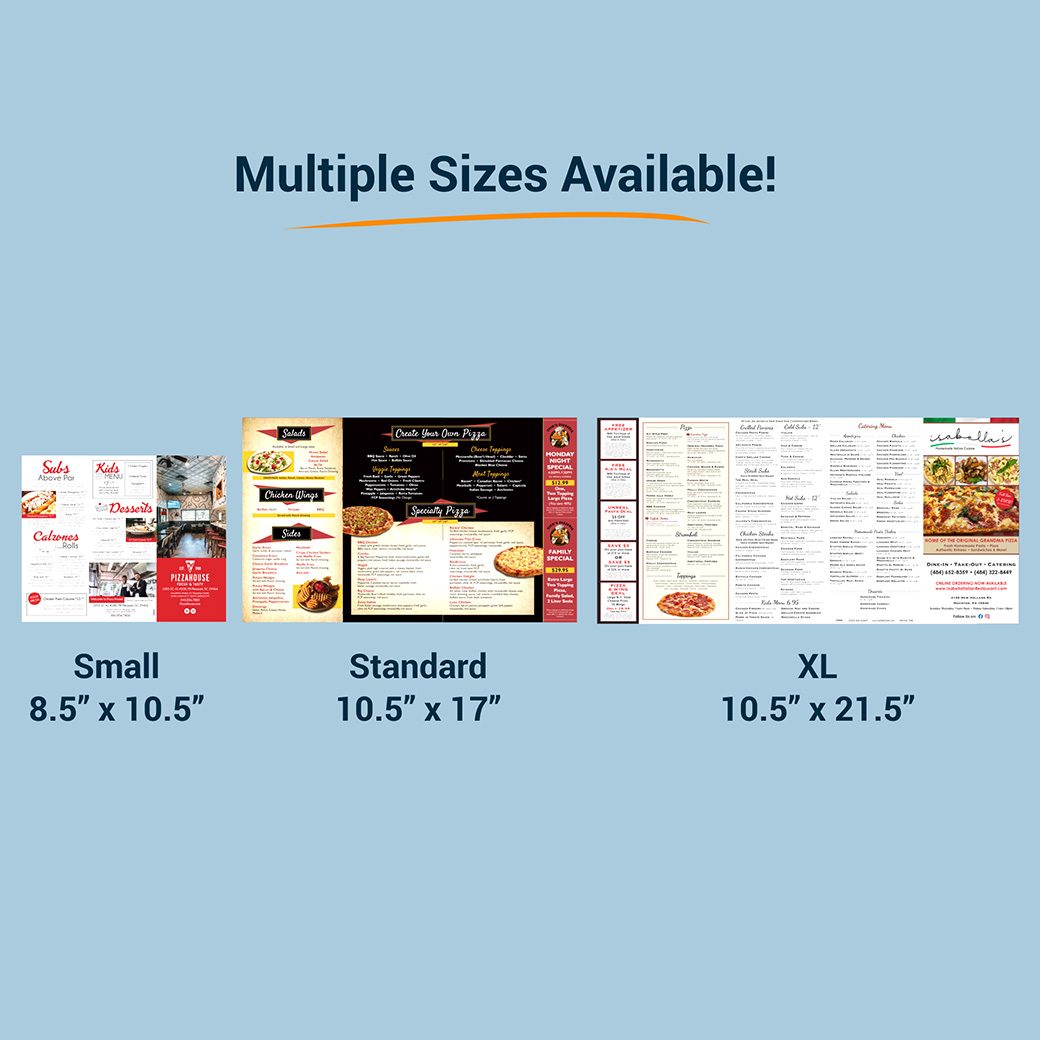 Mail Shark Pizza Menu Size Comparison