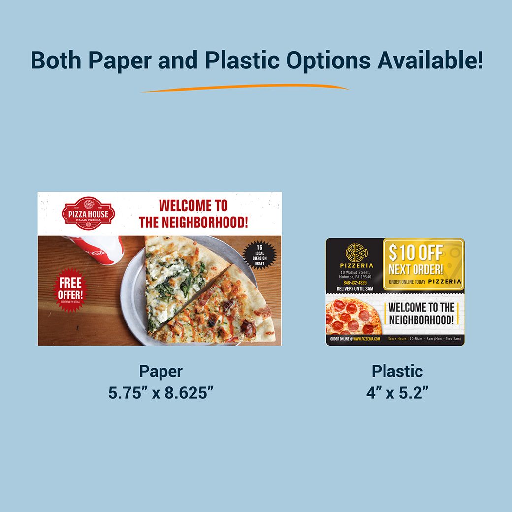 Size comparison: Paper New Mover Mailer vs Plastic New Mover Mailer