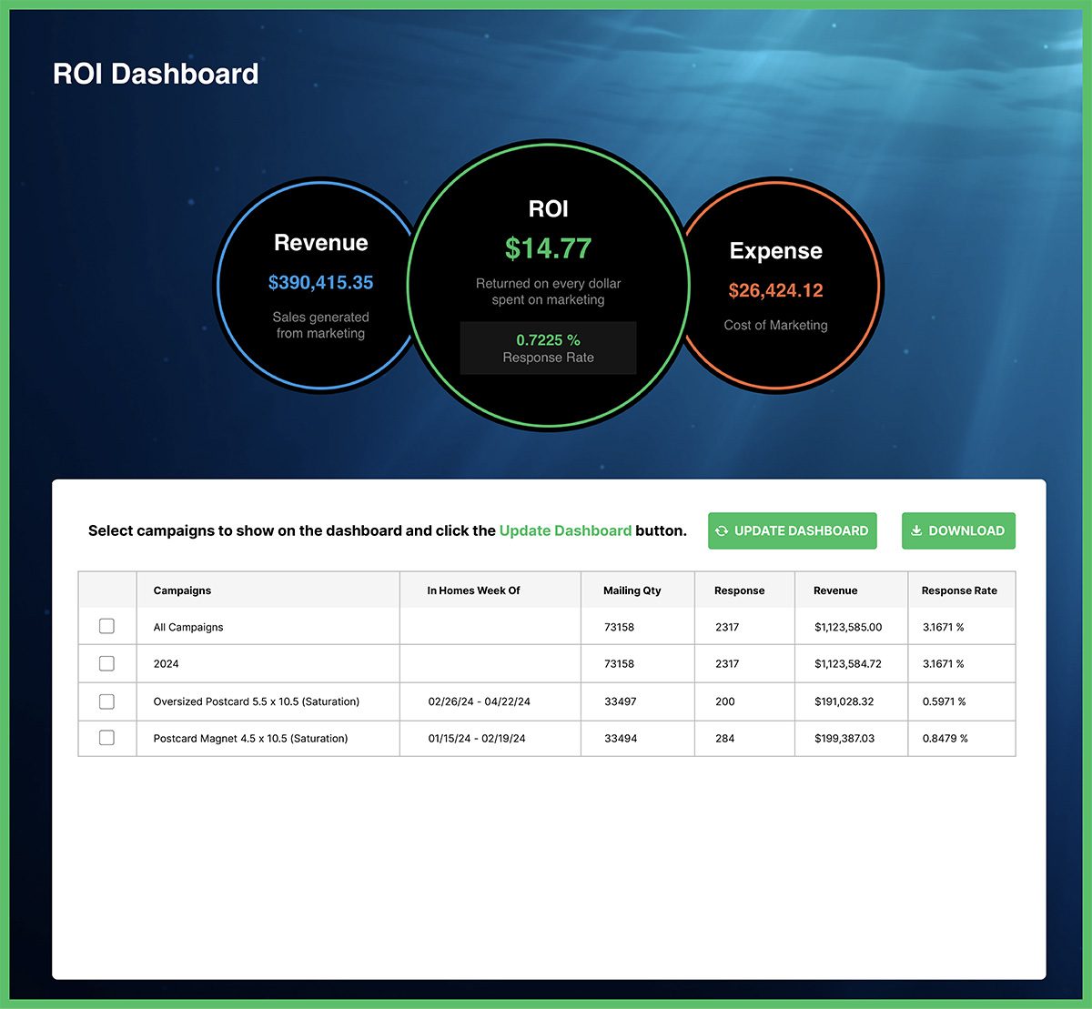 ROI Dashboard Example
