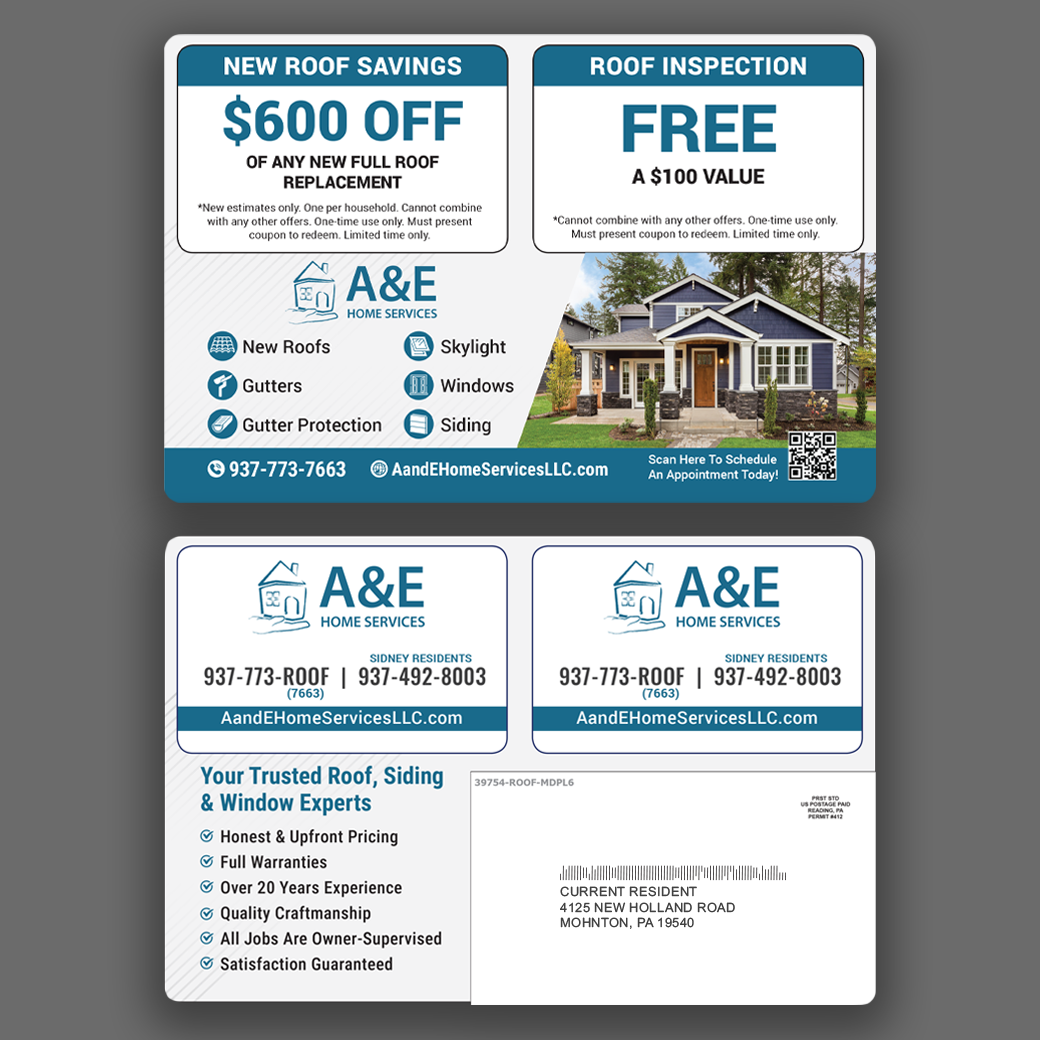 Medium Plastic Postcard Mailer - Roofing