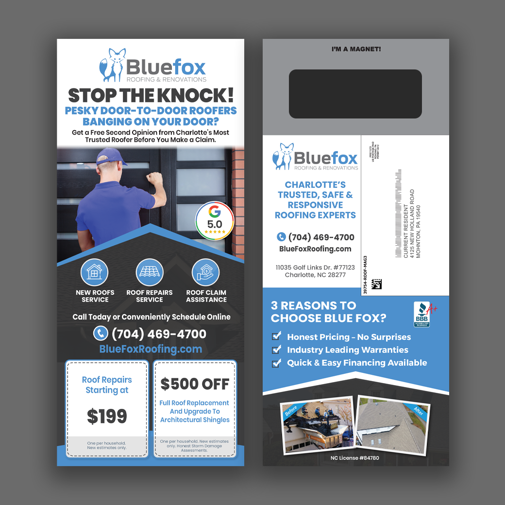 Roofing Postcard Magnet Example