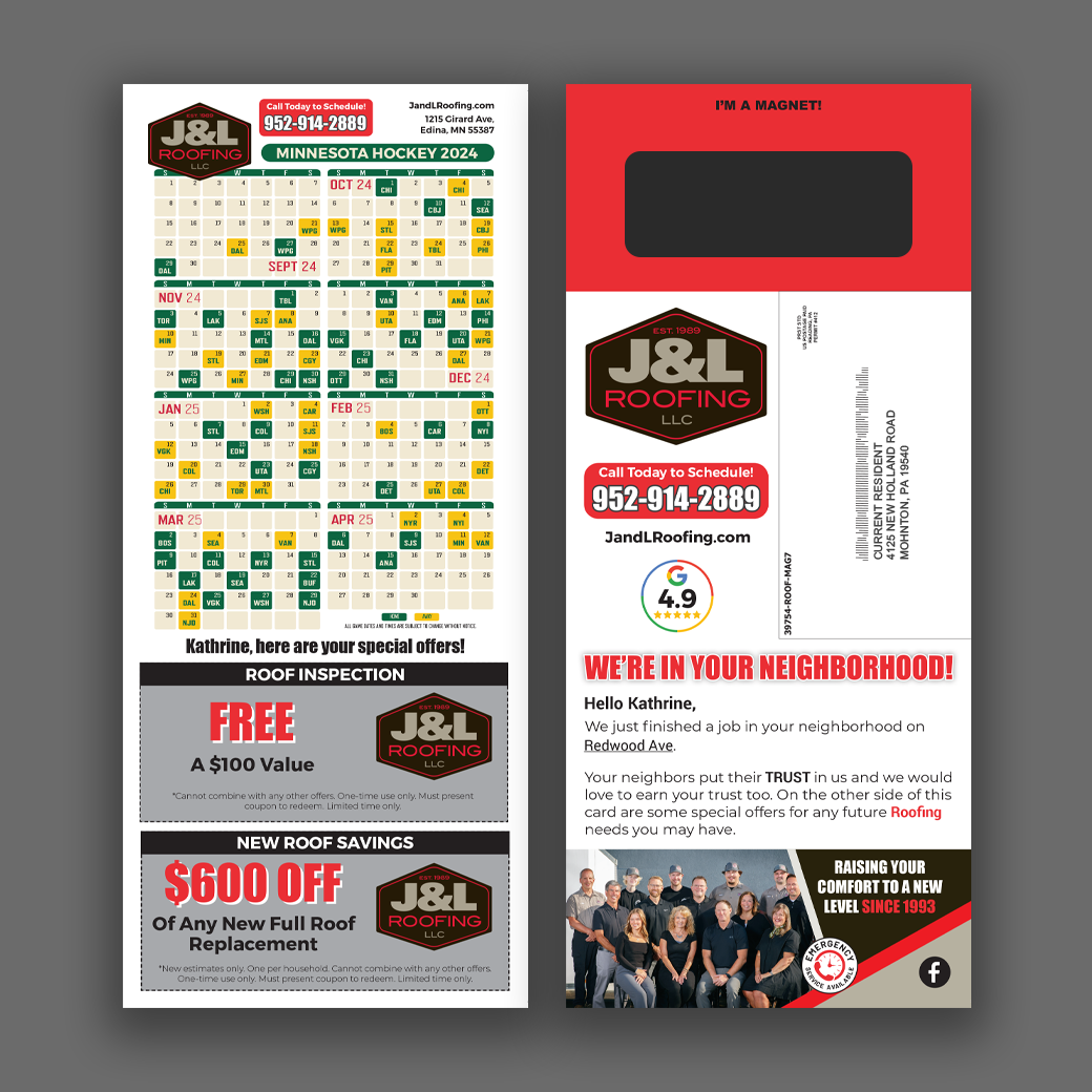Roofing Postcard Magnet Mailer