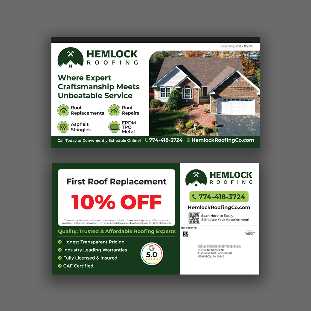 Oversized Roofing Postcard