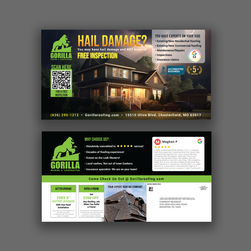 Roofing Oversized Postcard