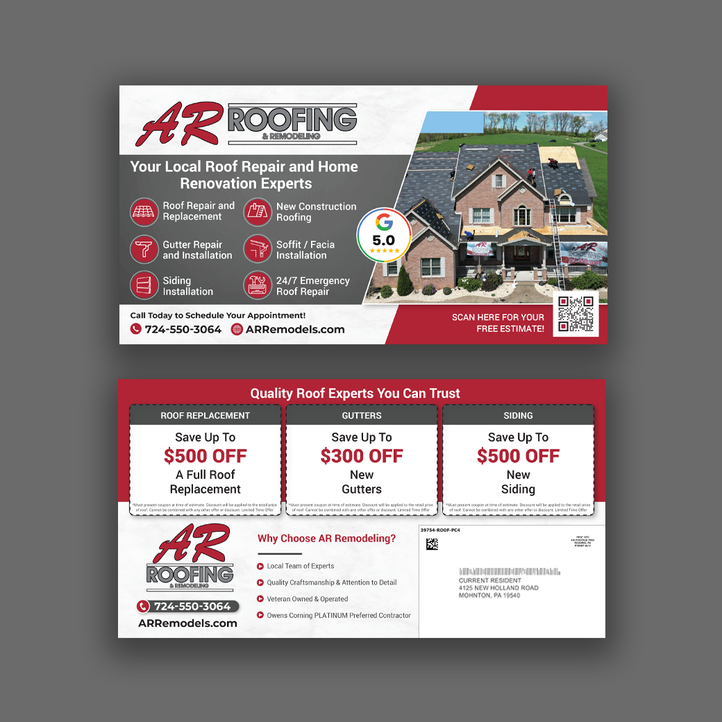 Oversized Postcard - Roofing Industry