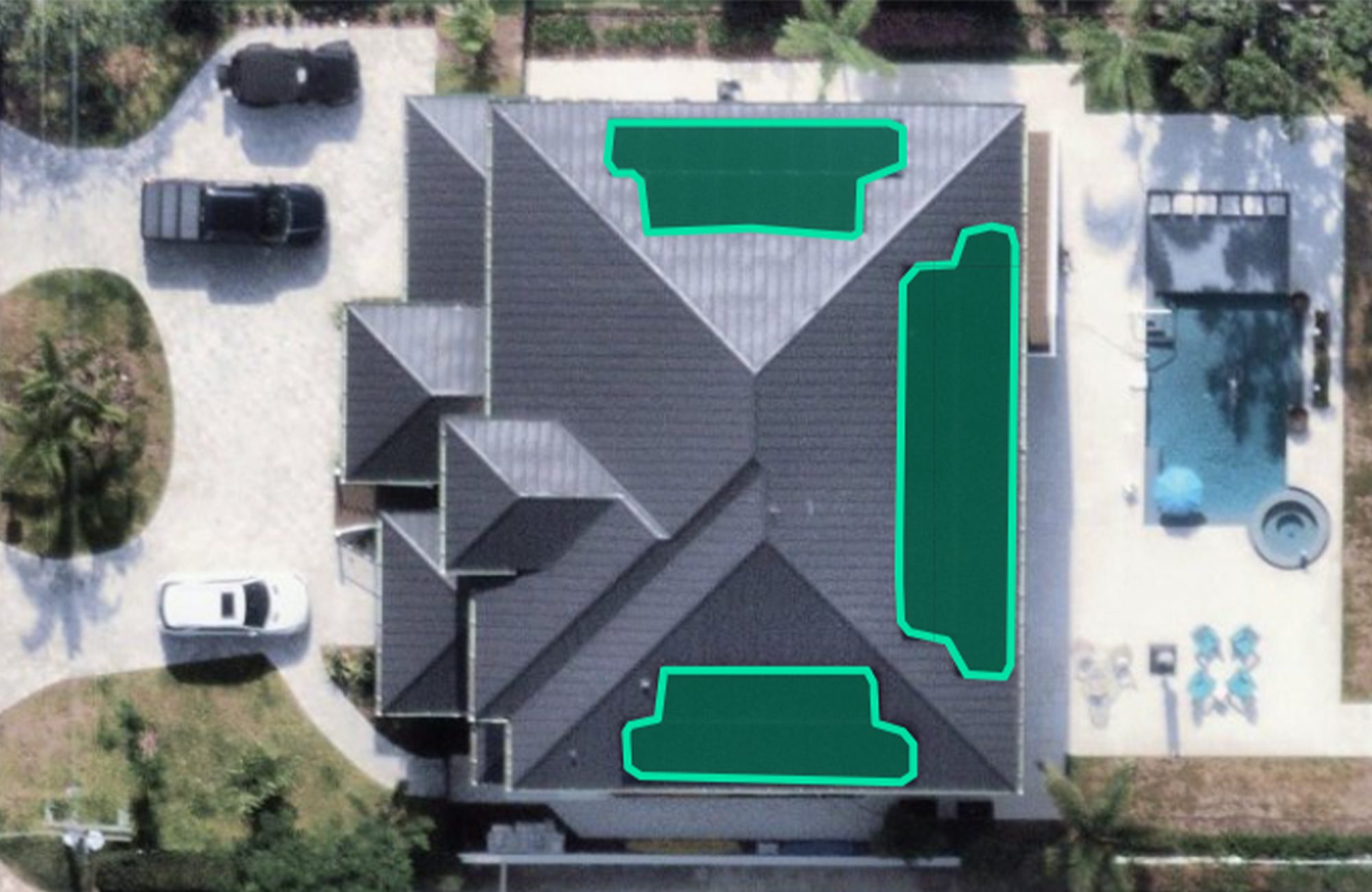 Rooftop Aerial Photo - Solar Panels Identified