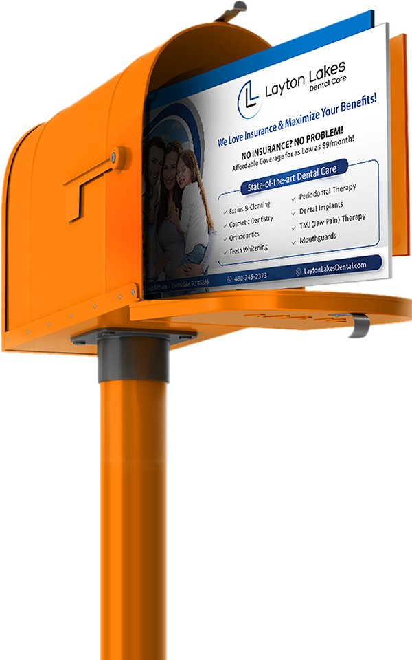 Mailbox filled with dental mailers